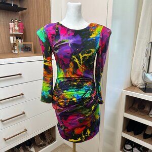Meraki Multicolored Short Dress w/ shoulder pads